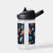 Voeg Jouw naam Cool Rocket Ship Space and Planets Waterfles (Links)