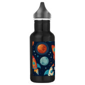 Voeg Jouw naam Cool Rocket Ship Space and Planets Waterfles (Links)