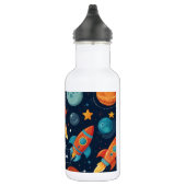 Voeg Jouw naam Cool Rocket Ship Space and Planets  Waterfles (Rechts)