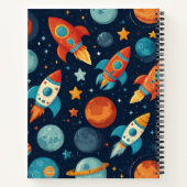 Voeg Jouw naam Cool Rocket Space en Planets Kind's Notitieboek (Achterkant)