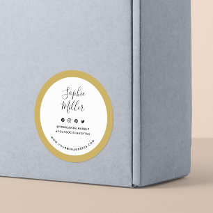 Voeg Jouw naam Custom Border Social Media Branding Ronde Sticker