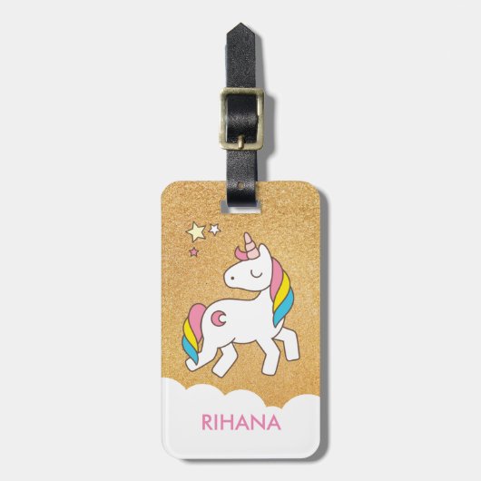 Voeg Jouw naam Cute Magical Unicorn Personalized t Bagagelabel (Voorkant verticaal)