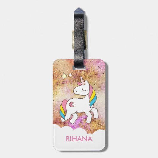 Voeg Jouw naam Cute Magical Unicorn Personalized t Bagagelabel (Achterkant verticaal)