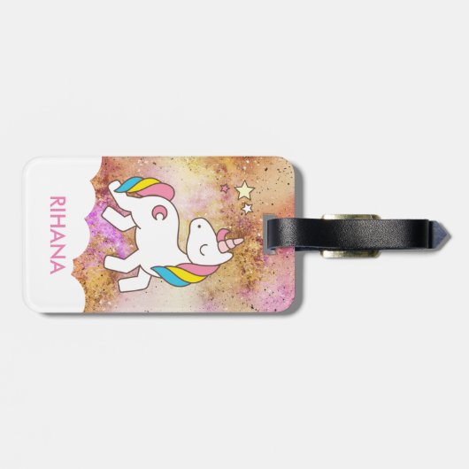 Voeg Jouw naam Cute Magical Unicorn Personalized t Bagagelabel (Achterkant horizontaal)