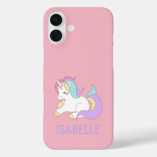 Voeg Jouw naam Cute Magical Unicorn Personalized t iPhone 16 Plus Hoesje