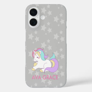 Voeg Jouw naam Cute Magical Unicorn Personalized t iPhone 16 Hoesje