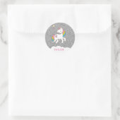 Voeg Jouw naam Cute Magical Unicorn Personalized t Ronde Sticker (Tas)
