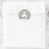 Voeg Jouw naam Cute Magical Unicorn Personalized t Ronde Sticker (Tas)