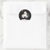 Voeg Jouw naam Cute Magical Unicorn Personalized t Ronde Sticker (Tas)