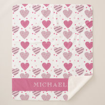 Voeg jouw naam Cute Pink Hearts Pattern Baby Girl 