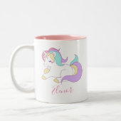 Voeg Jouw naam Cute Unicorn Personalized toe Tweekleurige Koffiemok (Links)