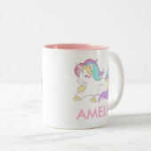 Voeg Jouw naam Cute Unicorn Personalized toe Tweekleurige Koffiemok (Voorkant rechts)