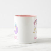 Voeg Jouw naam Cute Unicorn Personalized toe Tweekleurige Koffiemok (Center)