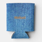 Voeg Jouw naam de blik van Blauw Denim toe Blikjeskoeler (Voorkant)