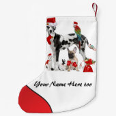 Voeg Jouw naam dubbele gesneden Santa Pets toe Kleine Kerstsok (Achterkant)