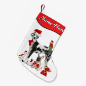 Voeg Jouw naam dubbele gesneden Santa Pets toe Kleine Kerstsok (Voorkant (Hangend))