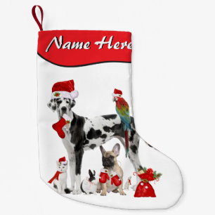 Voeg Jouw naam dubbele gesneden Santa Pets toe Kleine Kerstsok