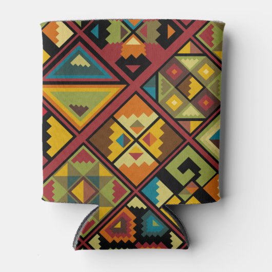 Voeg Jouw naam Earth Tone Tribal toe Blikjeskoeler (Voorkant)