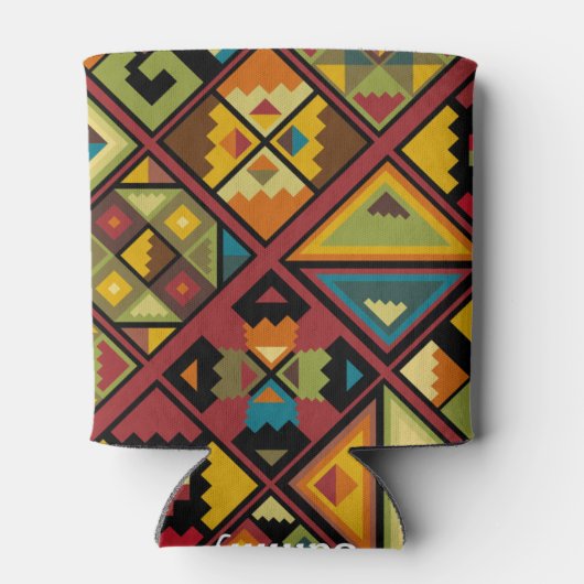 Voeg Jouw naam Earth Tone Tribal toe Blikjeskoeler (Achterkant)