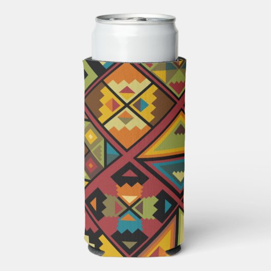 Voeg Jouw naam Earth Tone Tribal toe Seltzer Blikjeskoeler (Seltzer Achterkant)