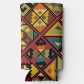 Voeg Jouw naam Earth Tone Tribal toe Seltzer Blikjeskoeler (Achterkant)