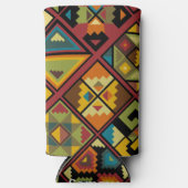 Voeg Jouw naam Earth Tone Tribal toe Seltzer Blikjeskoeler (Voorkant)