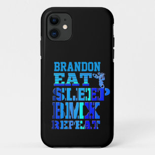 Voeg Jouw naam Eat Sleep BMX Herhaal Blauw Case-Mate iPhone Case