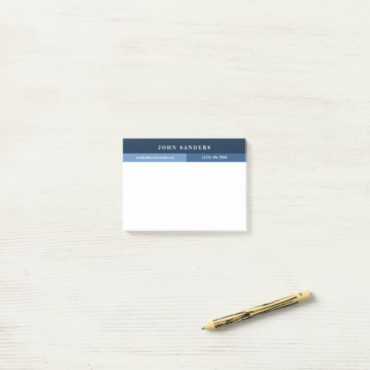 Voeg Jouw naam eenvoudig donkerblauw toe Post-it® Notes (Op bureau)