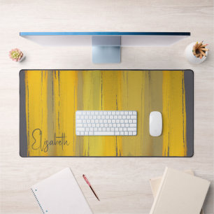 Voeg Jouw naam Elegant Modern Art Chic Grijs Geel Bureaumat