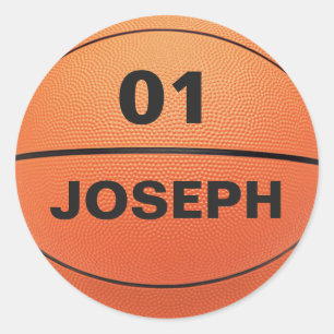 Voeg Jouw naam en Aantal Sjabloon Basketball Sport Ronde Sticker