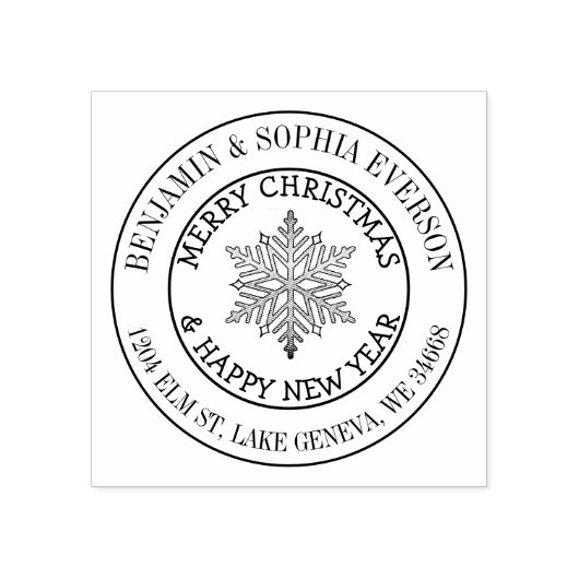 Voeg jouw naam en adres Christmas Snowflake Rubberstempel (Afrduk)