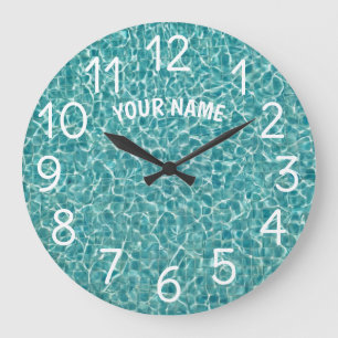 Voeg Jouw naam en Foto Zwembad Water Lar toe Grote Klok