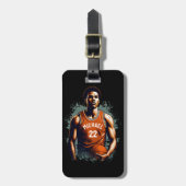 Voeg Jouw naam en Nummer basketballer Custom Bagagelabel (Voorkant verticaal)