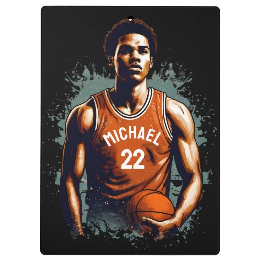 Voeg Jouw naam en Nummer basketballer Custom Klembord (Achterkant)