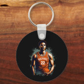 Voeg Jouw naam en Nummer basketballer Custom Sleutelhanger (Achterkant)