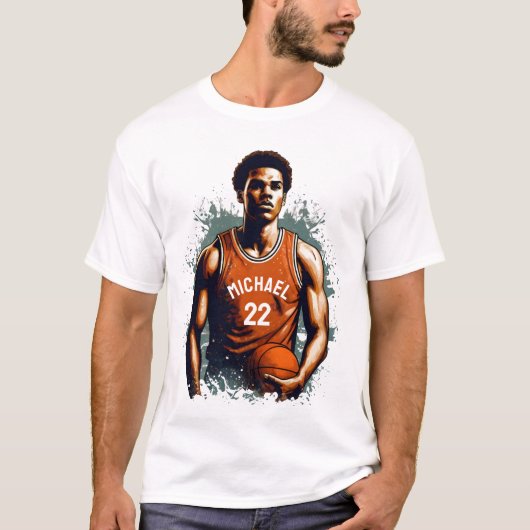 Voeg Jouw naam en Nummer basketballer Custom T-shirt (Voorkant)
