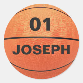 Voeg Jouw naam en Nummer Sjabloon Basketbal Sport Ronde Sticker