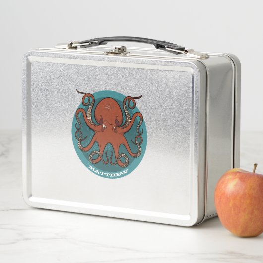 Voeg Jouw naam Fierce Red Cartoon Octopus toe (In situ)