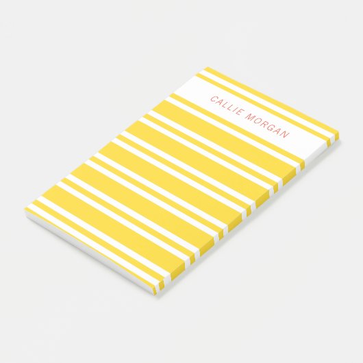 Voeg jouw naam Gele Striped Post-it Nota's toe Post-it® Notes (Schuin)