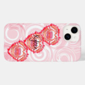Voeg Jouw naam Girly Pink Swirls Tattered Heart to Case-Mate iPhone Case (Achterkant (horizontaal))