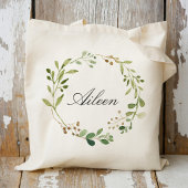 Voeg jouw naam Greenery Wreath toe Tote Bag