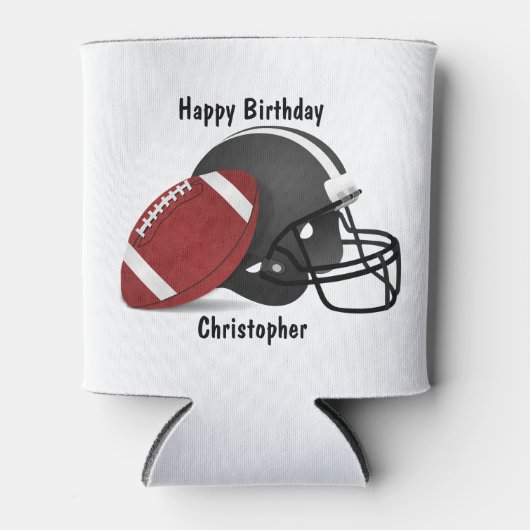 Voeg jouw naam Happy Birthday Football toe Blikjeskoeler (Voorkant)