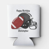 Voeg jouw naam Happy Birthday Football toe Blikjeskoeler (Achterkant)