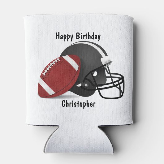 Voeg jouw naam Happy Birthday Football toe Blikjeskoeler (Achterkant)