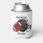 Voeg jouw naam Happy Birthday Football toe Blikjeskoeler (Blikje Achterkant)
