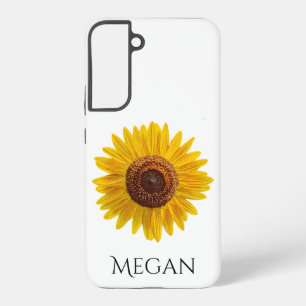 Voeg Jouw naam Heldergeel Zonnebloem Samsung Hoesj Galaxy Hoesje