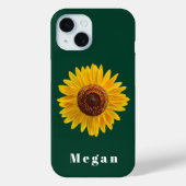 Voeg Jouw naam Hunter Green Yellow Sunflower toe Case-Mate iPhone Case (Achterkant)