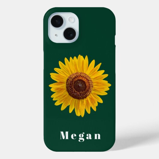 Voeg Jouw naam Hunter Green Yellow Sunflower toe Case-Mate iPhone Case (Achterkant)