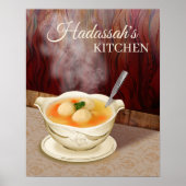 Voeg Jouw naam Matzah Ball Soup Kitchen Art Print (Voorkant)
