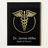 Voeg Jouw naam Medical Caduceus Symbol Zwart Goud  Planner (Achterkant)